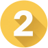 Golden Number Two Badge with Long Shadow